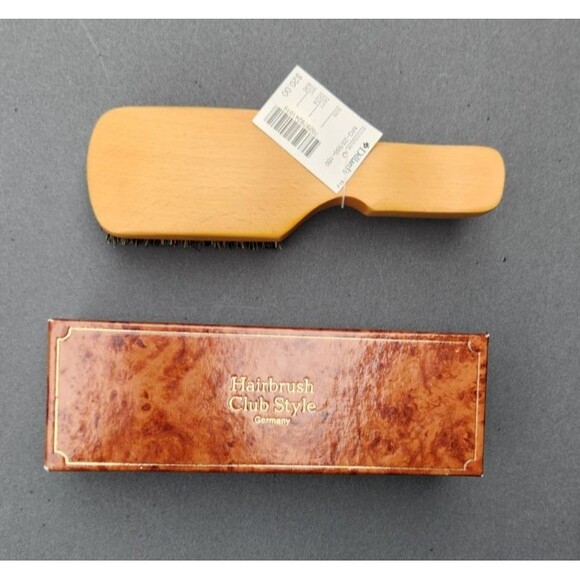 Club Style Bristle Hair Brush UNUSED With Box West Germany Wood Handle 7" - Picture 1 of 12
